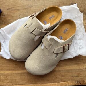 Birkenstock clogs 38 W Beige Suede